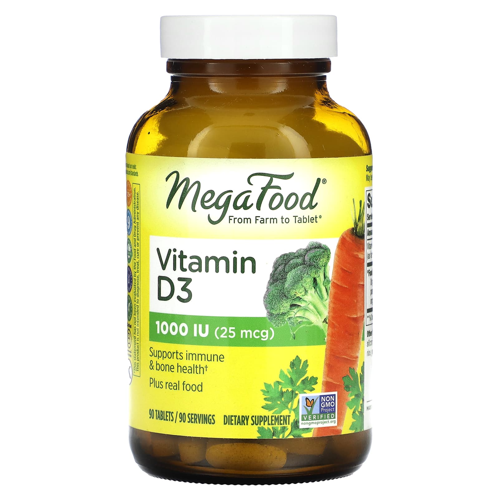 Megafood, Vitamin D-3 1000 IU, 90 Tablets UPC 051494101155 | HiLife Vitamins
